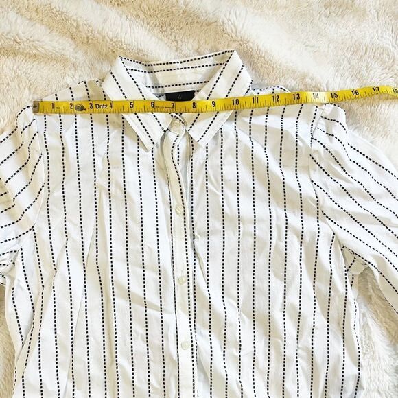 Worthington‎ White Long Sleeve Black Dobby Stripe Button Down Blouse NWT Small - Picture 12 of 12